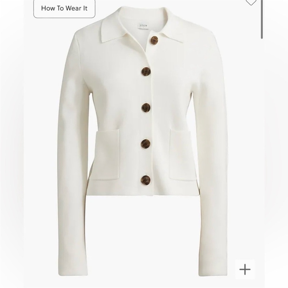 J crew ivory Collared lady jacket cardigan sweater XXS